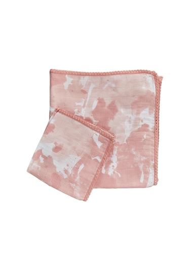 Ecocotton Rosa Kız Bebek Müslin Örtü Seti Somon 100x100 Cm Beyaz