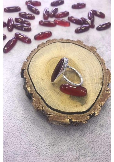 Akik Taşlı Gümüş Yüzük 925 Ayar Doğal Taş - 358831934