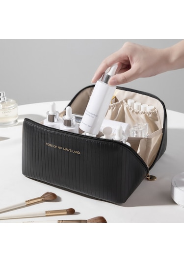 Dekohop Su Geçirmez Deri Seyahat Makyaj Çantası