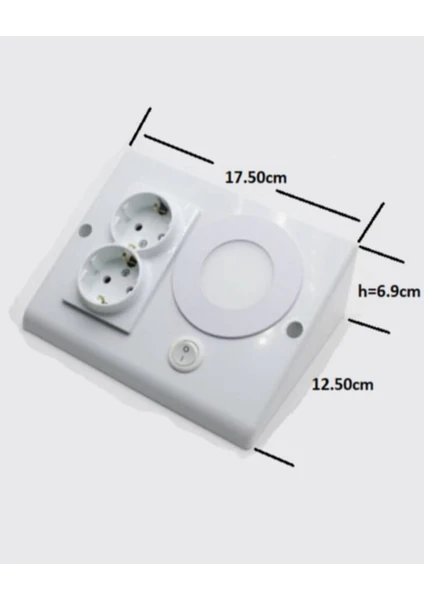 Beyaz Tezgah Altı Priz - 2'li - 3 Watt Led Spot Ve Anahtarlı 1 Adet