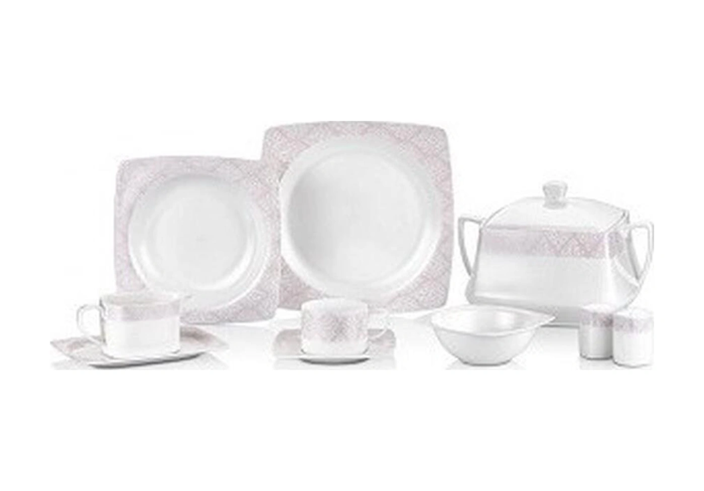 Taç Elegance Pink 85 Parça Bone Yemek Takımı 2058 Antrasit