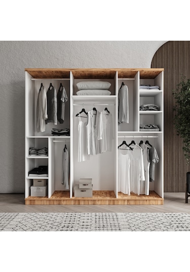 Rosa 6 Kapaklı Komple Mdf Gardırop - Elbise Dolabı