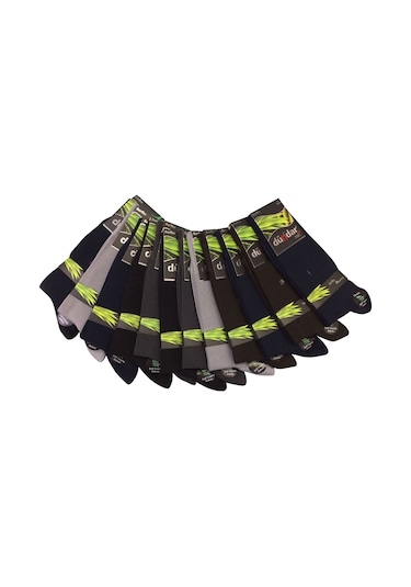 12'Li Dündar Bambu Erkek Çorap Dört Mevsim Giylir Dikişsiz Solmaz