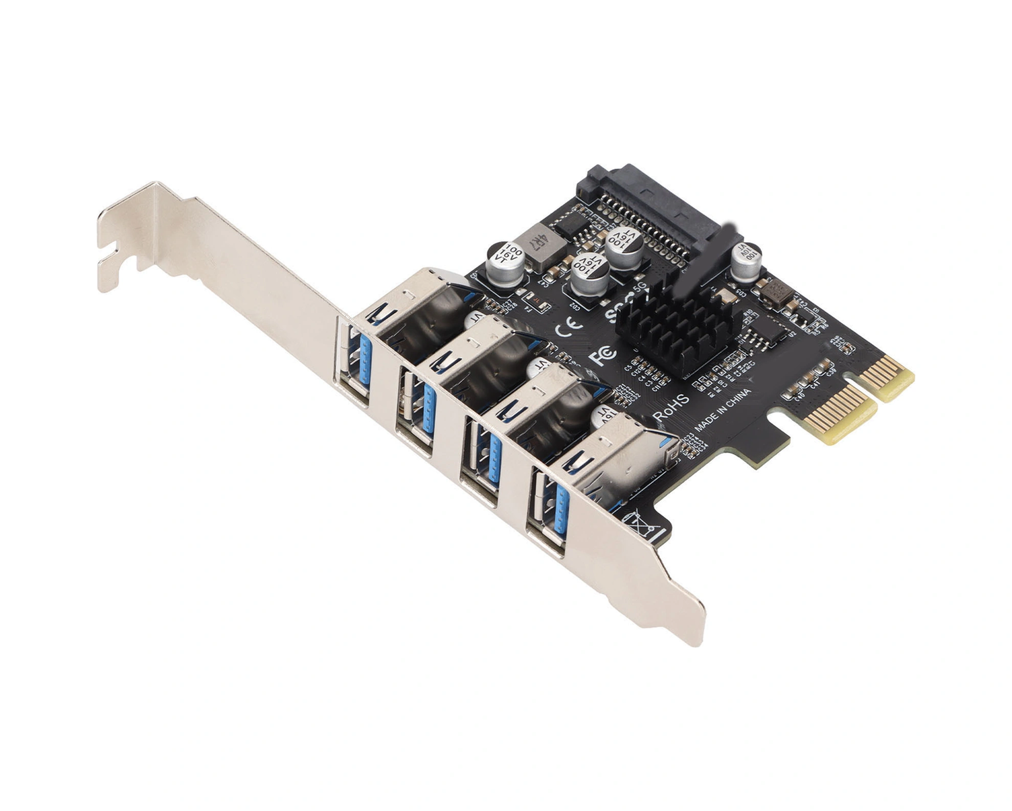 Xiyyadms Vl805 Kontrolcülü Pcıe X1/x4/x8/x16 Uyumlu 4 Port Usb 3.0 Gen1 5gbps Genişletme Kartı - Yüksek Altın Kaplama, Bağımsız Koruma Sigortası, Dahili Güç Modülü