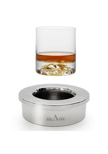 Gigante Deluxe El Yapımı Çelik Viski Soğutucu Ve Premium Viski Kadehi Seti Gümüş