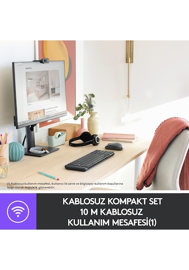 Mk220 Kablosuz Türkçe Klavye Mouse Seti - Siyah