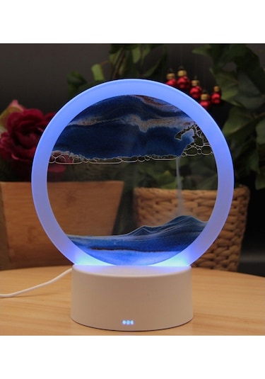 Işıklı Kum Saati - Kum Dağı Akış Tablosu Büyük Boy Renk Değiştiren - Mavi