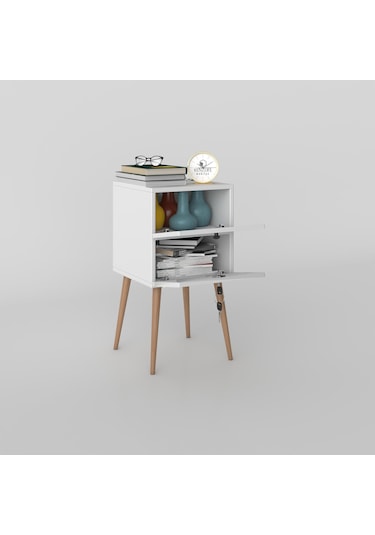 Kenzlife Komodin Kilitli Sakura Byz 74 39 39 Komidin Ahşap Ayaklı Kitaplık Ayakkabılık Kapaklı Arkalıklı Beyaz