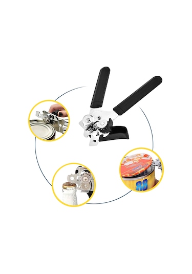 Vkemall Manuel Çelik Açıcı: Cam Şişe Ve Konserve Açma Aleti, Mutfak Piknik Kamp Partiler İçin Kullanımı Kolay Siyah