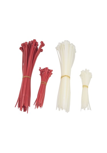 Kablo Bağları, 100 Mm Ve 200 Mm, 200'lü Paket, Kırmızı/beyaz