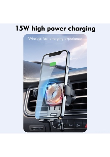 Geeroyoo Otomatik Açılış-kapama Araç Vantilatörlü Kablosuz Şarj Cihazı, 15w Hızlı Şarj, 4.7-7 İnç Telefonlar İçin Navigasyon Tutucusu Siyah Siyah