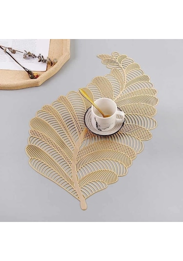 Altın Pvc Yaprak Içi Boş Yağ Suya Dayanıklı İskandinav Kaymaz Mutfak Placemat Coaster Yalıtım Pedi Bulaşık Sehpa Mat Ev D Altın
