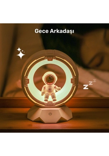 Honeybeeshop Bgprıder Modern Astronot Gece Lambası Pembe Dokunmatik 3 Renk Led 4 Parlaklık Seviyeli 1200mah Şarjlı Yatak Odası Masa Lambası Doğum Günü Noel Hediyesi Pembe
