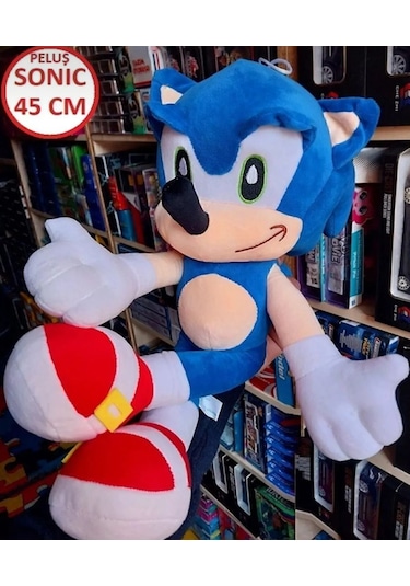 Sonıc Peluş 45 Cm Büyük Boy Oyuncak Sonic Yurtdışı Orjinal Sonik