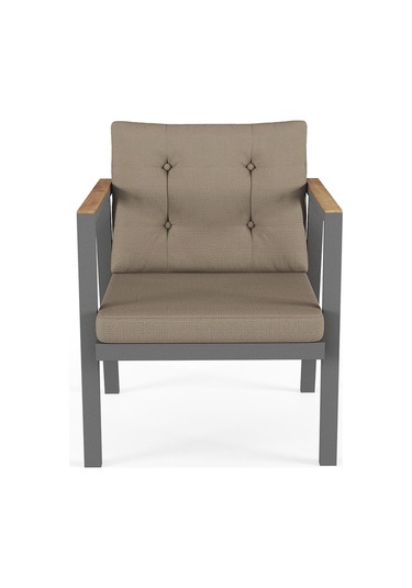 Sierra 2+1+1 Metal İskeletli Suya Dayanıklı Minderli Bahçe Balkon Mobilya Takımı Cappuccino