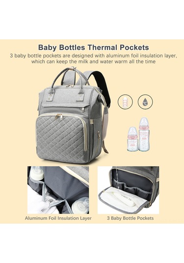 Jeehugo Erkek- Kadın Kullanıma Uygun Sıcaklık Saklama Özelliği Çocuk Bakıcısı Sirt Çantası, Usb Şarj Portlu, Su Geçirmez Nilon, Bebek Arabasına Takılabilir, Siyah Siyah