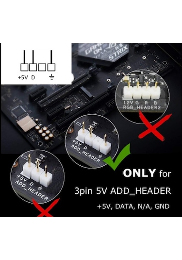 Ws2812B PC Anakart  uyumlu 1.METRE Argb Şerit Led 5V