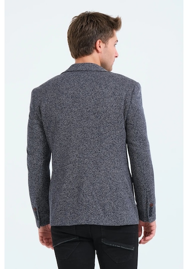 Bonesti Erkek Slim Fit Blazer Ceket Lacivert Beyaz Beyaz - Lacivert