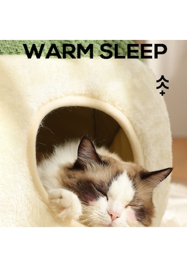 Hallow Kedi Yatağı Ultra Yumuşak Peluş Malzeme 2'si 1 Arada S Yeşil