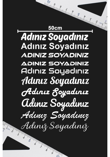 Ad Soyad Sticker - İsim Sticker - İsim Soyisim Sticker - Oto Sticker - Araba Sticker - 50cm - Beyaz