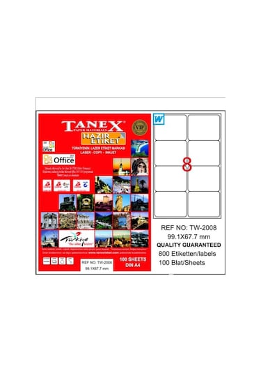 Tanex Tw-2008 99.1 x 67.7 MM Laser Etiket 100 Adet