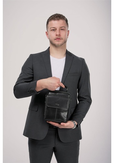 Ççs 31602 Hakiki Deri Askılı Çanta Siyah