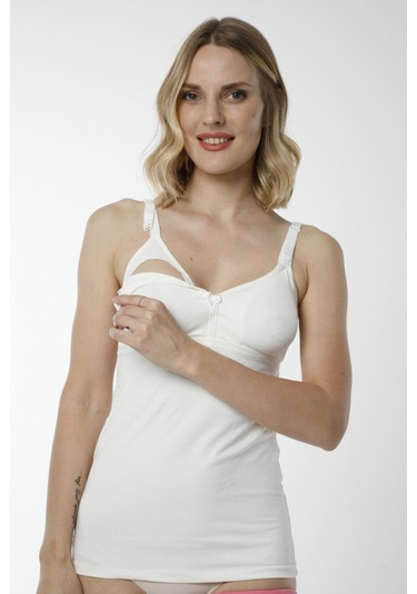 Hmd 2400 %100 Pamuk Askılı Emzirme Atleti - Ekru Ekru