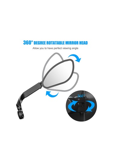 Teleskopik Bisiklet Arka Düz Aynası 360 Derece Dönebilir Bisiklet Gidon Yan Arka Görüş Aynası Mtb Yol Bisikleti İçin