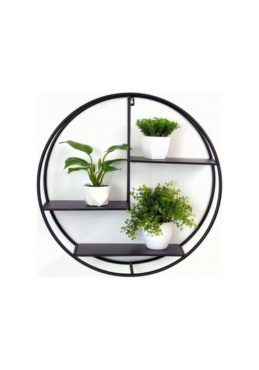 Wenk Metal Yuvarlak Saclı Duvar Rafı Siyah