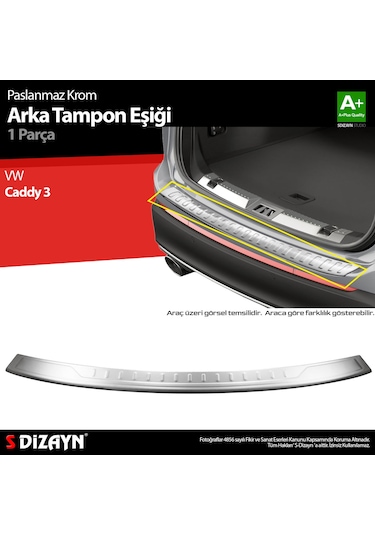 S-dizayn Vw Caddy Krom Arka Tampon Eşiği 2015-2020