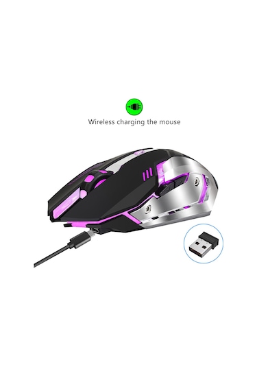 Geeroyoo Hxsj Kablosuz Oyun Faresi - 2400 Dpı, 7 Renkli Aydınlatma, Şarj Edilebilir, Ergonomik Tasarım 001