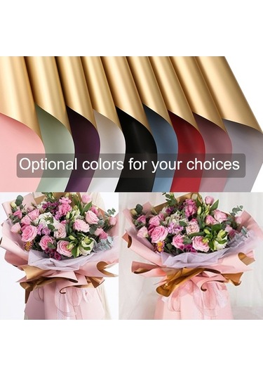 Ulzyvf 20 Adet Su Geçirmez Çiçek Paket Kağıdı - Çift Renk Altın Desenli Hediye Ambalajı Diğer