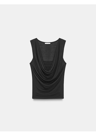 Dilvin 32895 Degaje Yaka Top-siyah