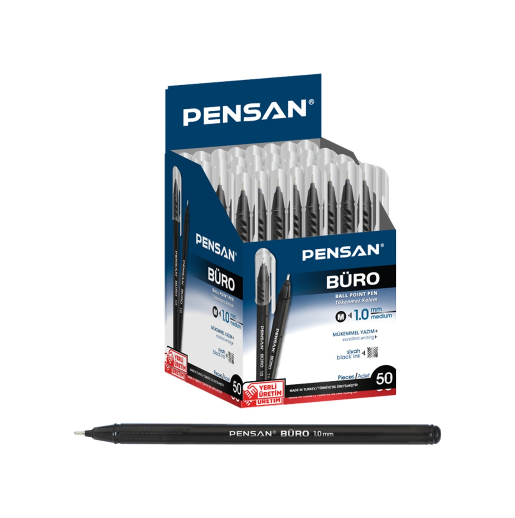 Tükenmez Kalem Büro 1.0 Mm Siyah 50 Li 2270 50'li Paket / Pensan Siyah