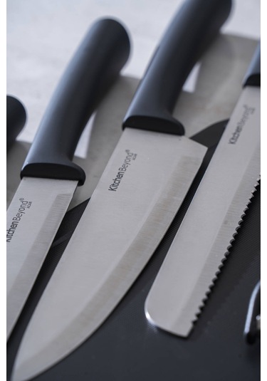 Cooper 8 Parça Standlı Kesme Tahtası Ve Bıçak Seti Siyah