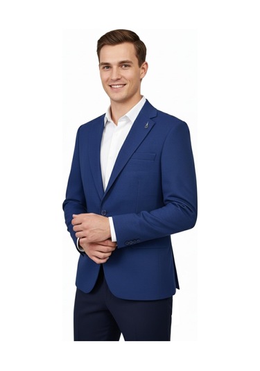 Erkek Tek Spor Ceket Çift Yırtmaçlı Bgl-st04982 İndigo