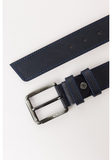 AC&Co / Altınyıldız Classics  Erkek Lacı Casual Suni Deri Kemer Lacivert