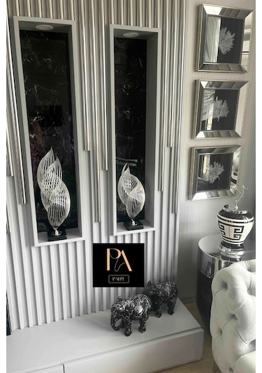 Gümüş H 2'li Ofis Metal Aksesuar Biblo Ev Salon Dekorasyon Obje