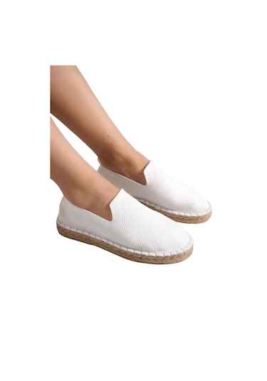 Unisex El Yapımı Triko Espadril Beyaz-beyaz Beyaz