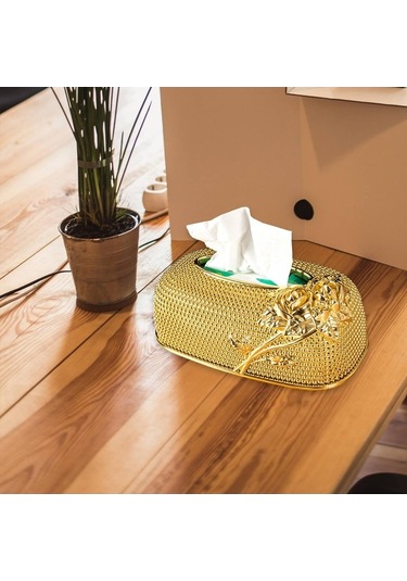 Pazly Tezgahı Suntek Peçete Kutusu Kapağı - Kağıt Ev Doku Araba Altın Oyuncak Altın