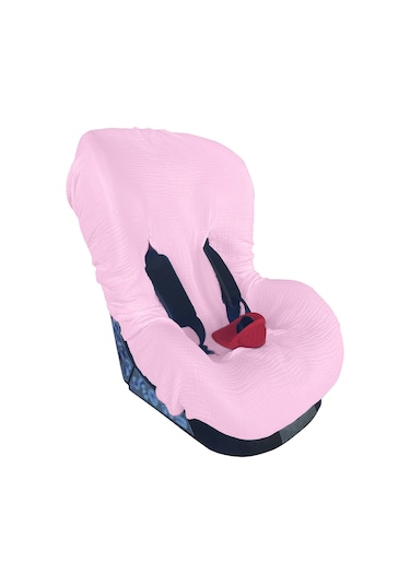 4katlı Müslin Bebek Oto Koltuk Kılıfı Lastikli %100pamuk Pembe