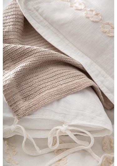 Ecocotton Sara Bej Çift Kişilik %100 Organik Pamuk Pike/yatak Örtüsü Seti 220 240 Cm Bej