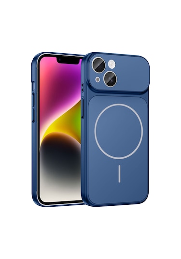 İphone 13 Kılıf M-safe Şarj Özellikli Kamera Korumalı Formen Kılıf Mavi