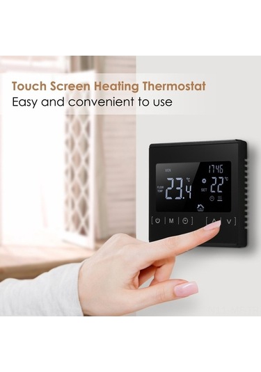 Pazly Dokunmatik Lcd Ekranlı Elektrikli Zemin Isıtma Termostatı - Su Isıtma Termoregülatörü Ac85-240v Sıcaklık Kontrol Cihazı