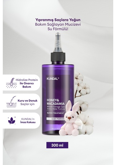 Yoğun Bakım Sağlayan Sıvı Saç Kremi Kundal Miracle Damage Care Water Treatment 300ml Baby Powder