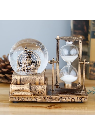Kişiye Özel Big Beng Saat Kulesi Işıklı Sulu Kar Küreli Kum Saati Hediyelik Kum Saati