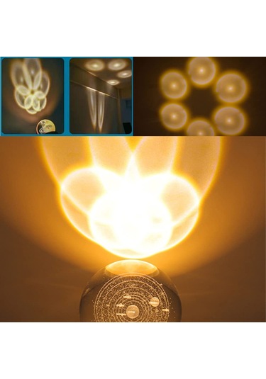 Kosona Nurluce 6cm Usb Işıklı Ayarlanabilir Güneş Sistemi Kristal Top, Sevgili Arkadaş Hediyesi, Gece Lambası Diğer