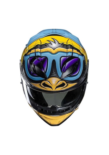 Hjc F71 Monkey Dj Mc23 Kapalı Kask Mavi - Turuncu