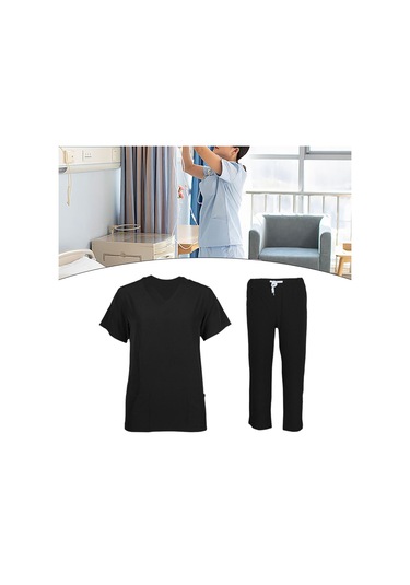 Suntek Kadın Üniforma Fırçalama Seti Giysileri Pet Siyah-s