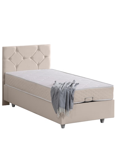 Glamis Tek Kişilik Baza Başlık Letto Yatak Seti - Krem 120 x 200